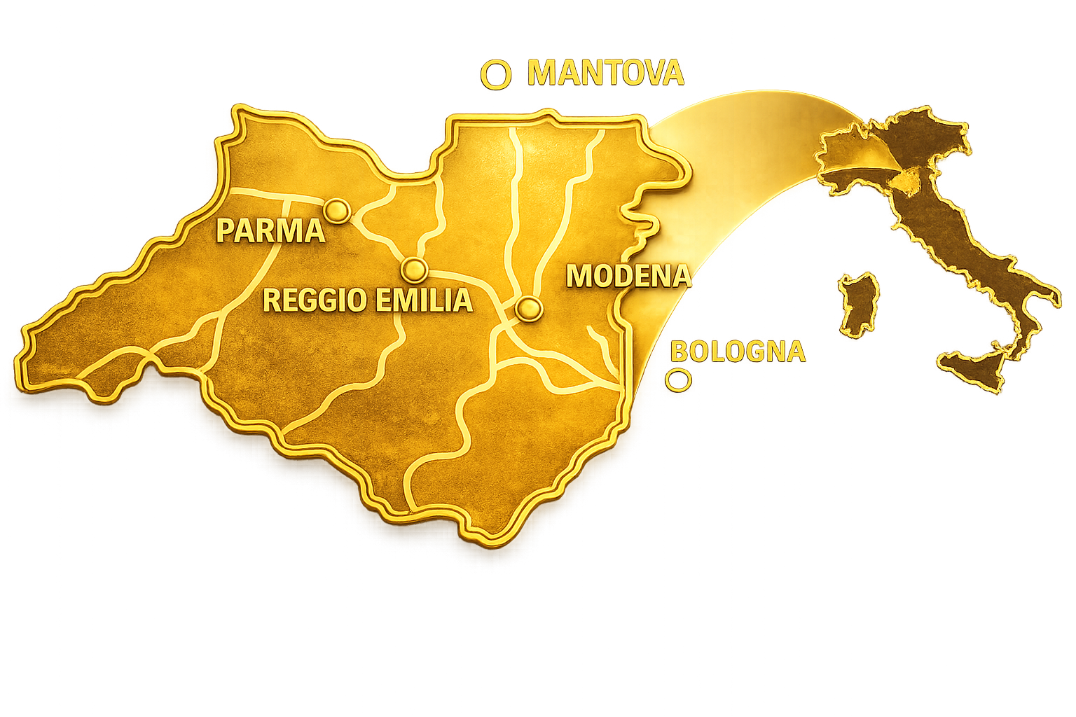 Mapa de la zona de origen del Parmigiano Reggiano